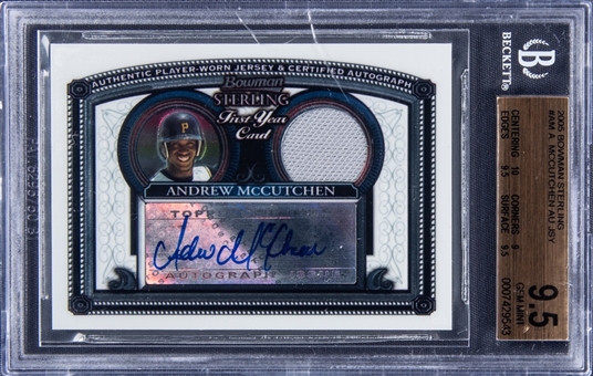 2005 Bowman Sterling #AM Andrew McCutchen Signed Patch Rookie Card - BGS GEM MINT 9.5/BGS 10